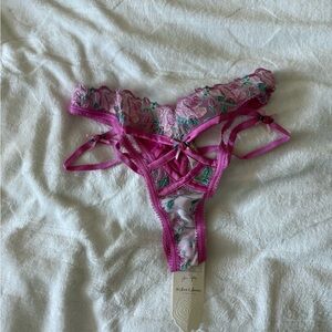 NWT For Love And Lemons Pink Floral Lace Panties
